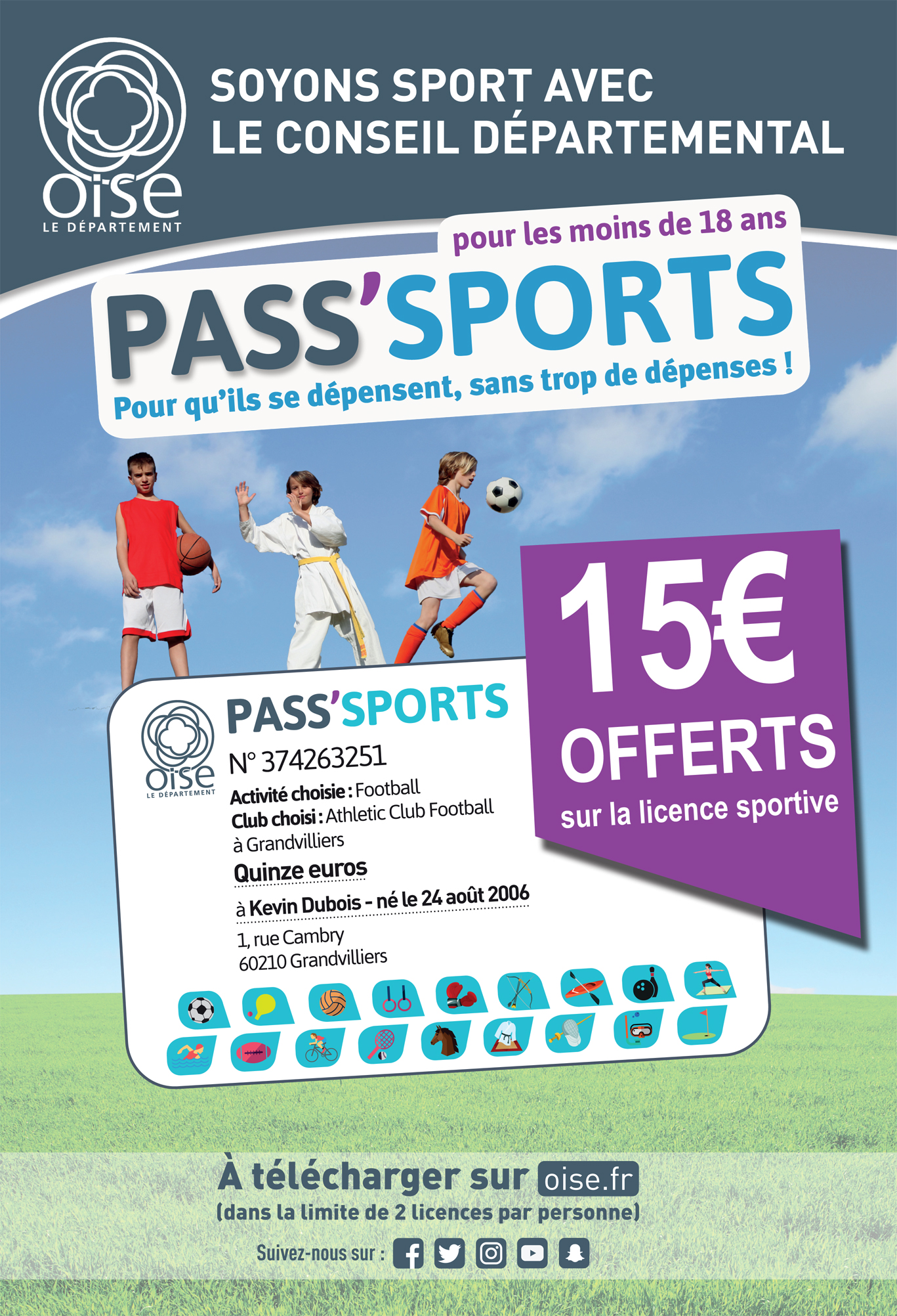 Pass sport du conseil départemental de L'Oise